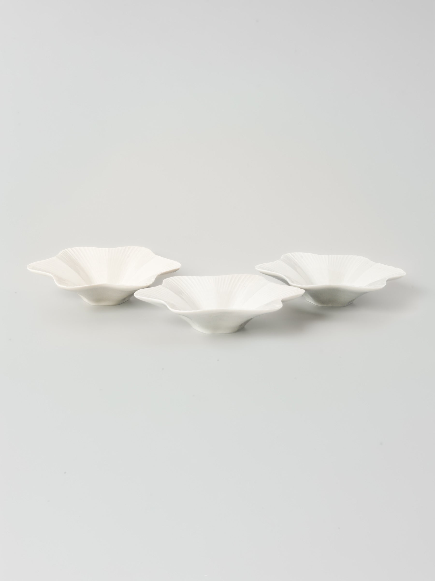 3 Small Vintage White Porcelain Bowls - Flower Shaped 5½"
