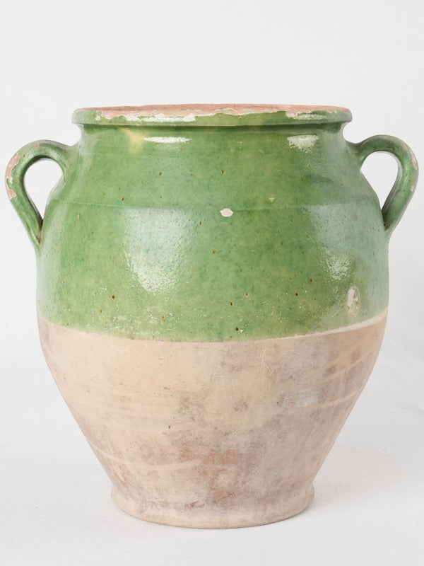 Antique French green ceramic confit pot