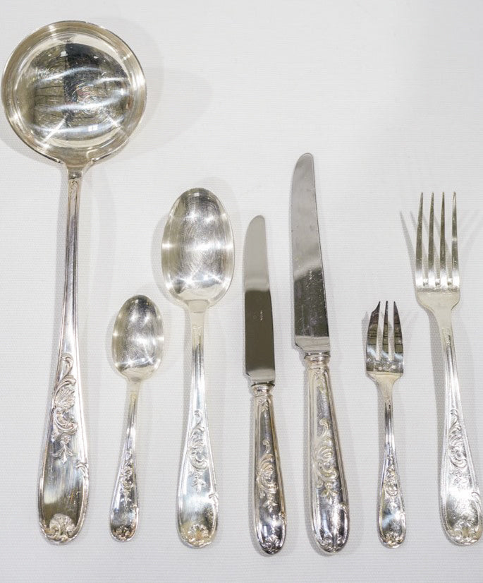 12 person Louis XV style cutlery set - 1970s