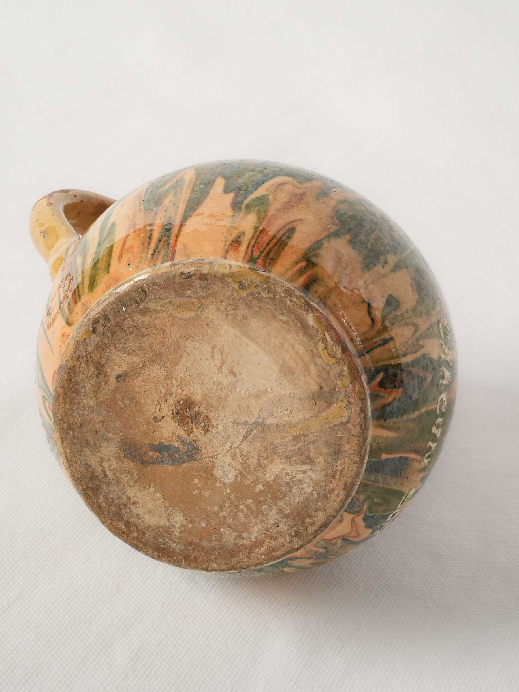 Early 20th Century French Earthenware Jug with Marbled Glaze