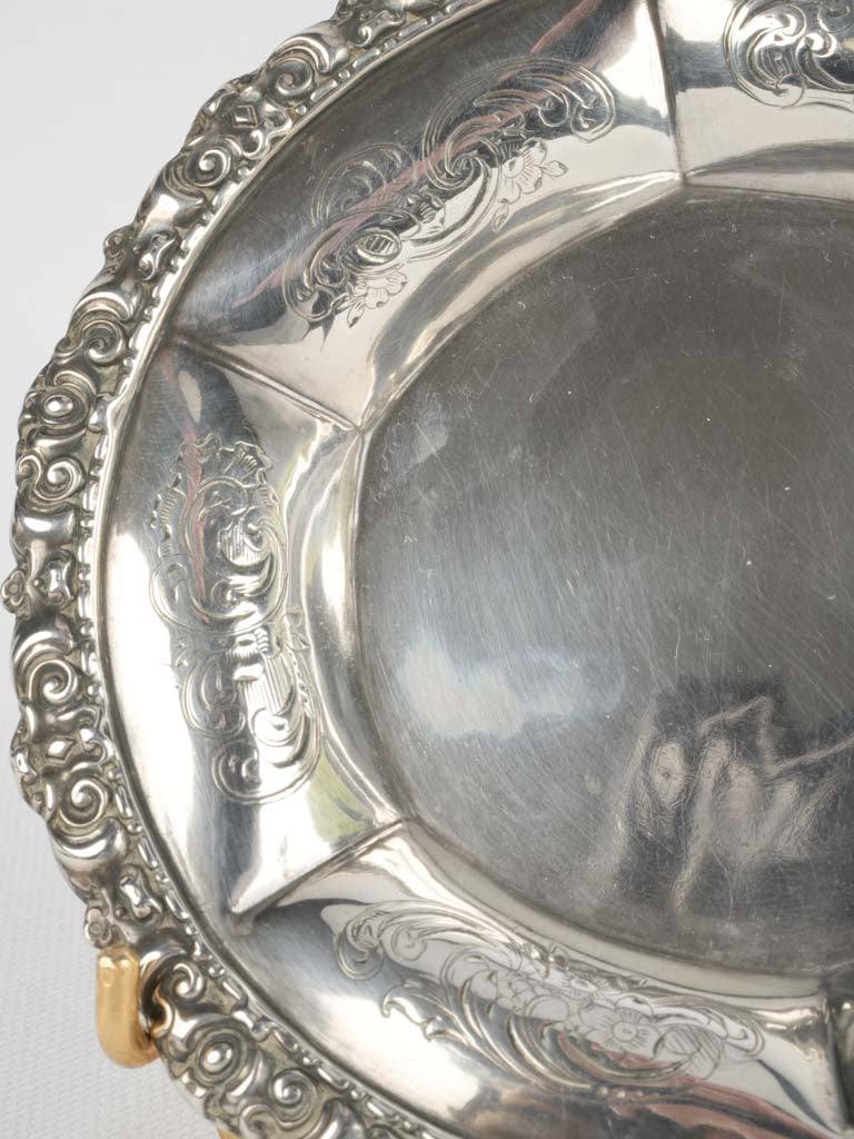 Classic silver coaster with patina