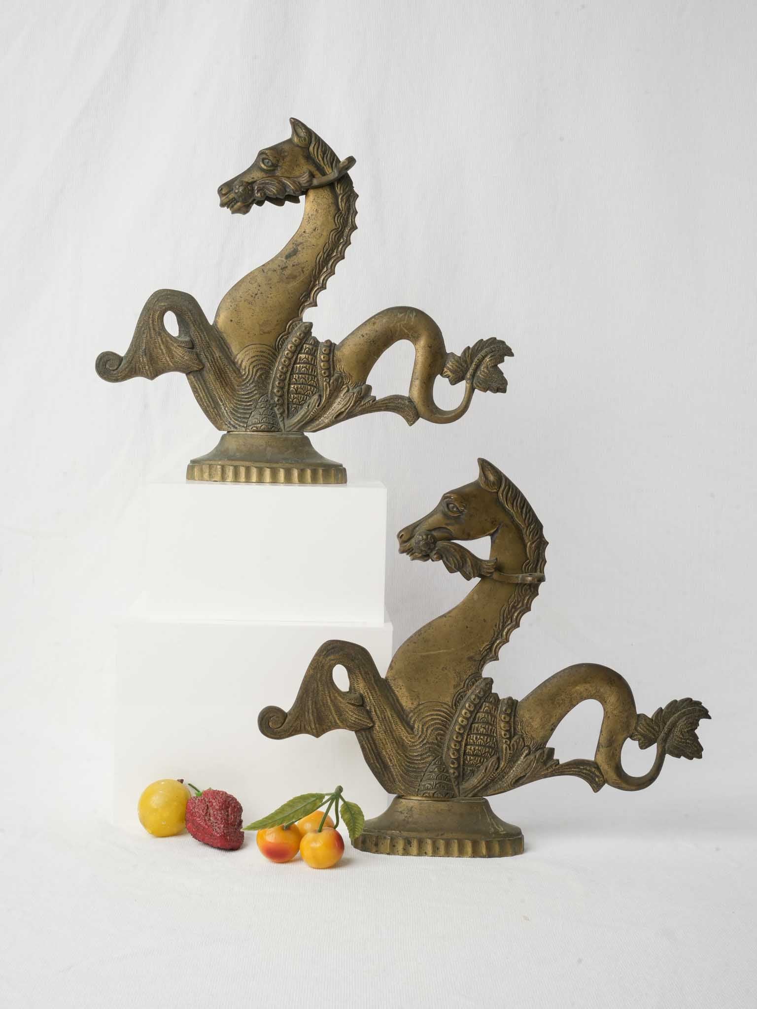 Elegant stylized horse head statues