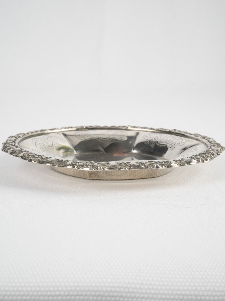 Aged decorative silver wine coaster