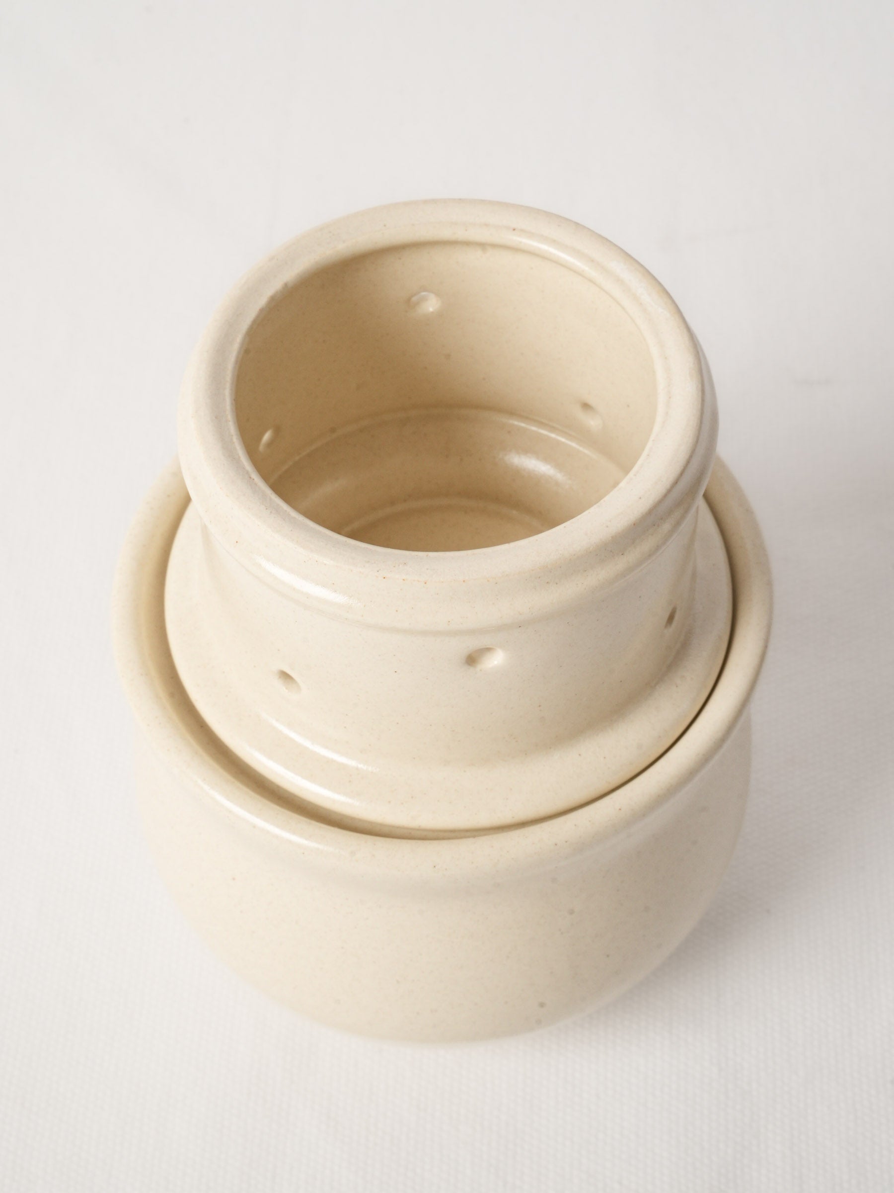 Vintage French Ceramic Butter Bell - Ivory Glaze 7½"