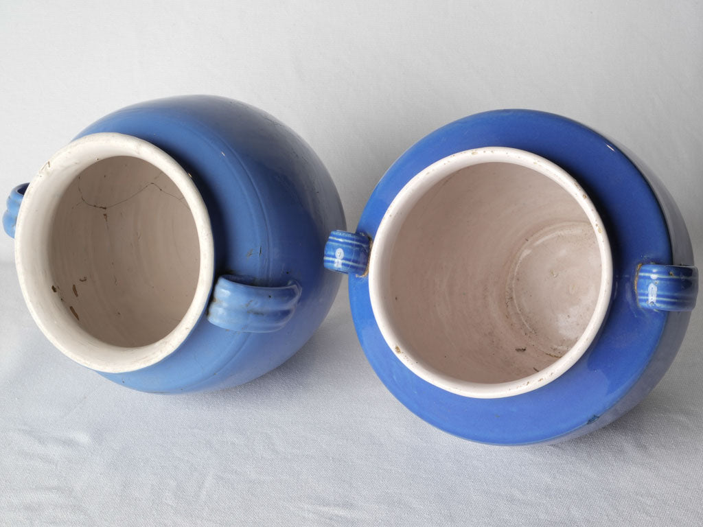 Antique blue French kitchen utensil holder