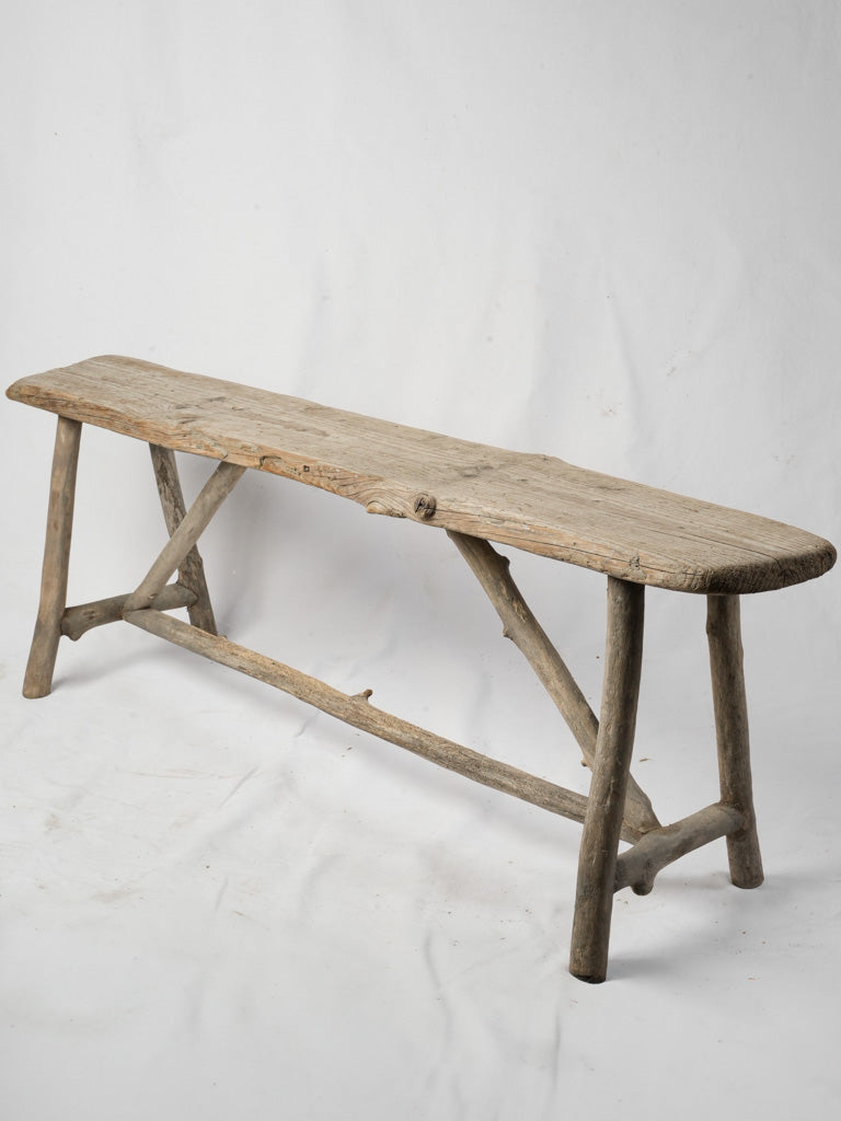 Weathered French wooden bench