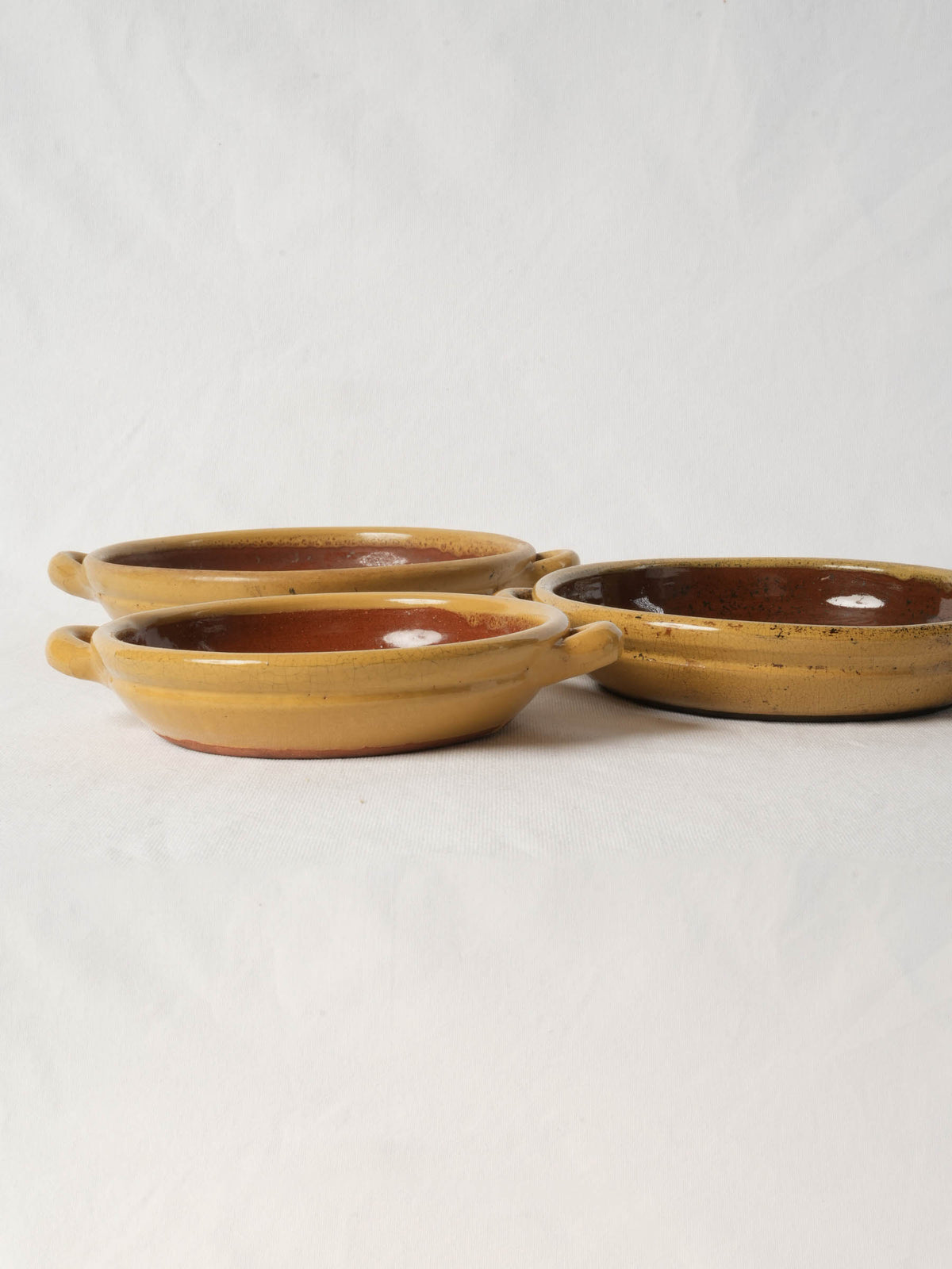 Set of Four French Terracotta Gratin Dishes with Honey Glaze