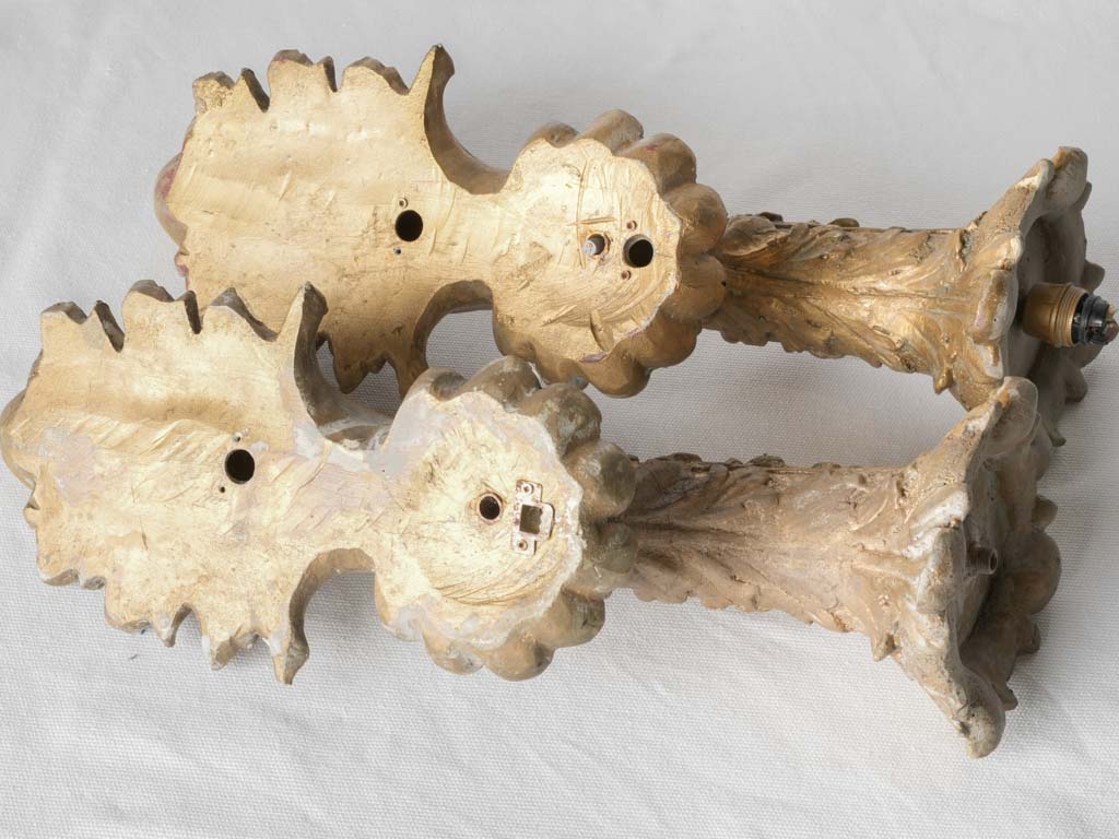 Pair of vintage resin wall appliques - rocaille style