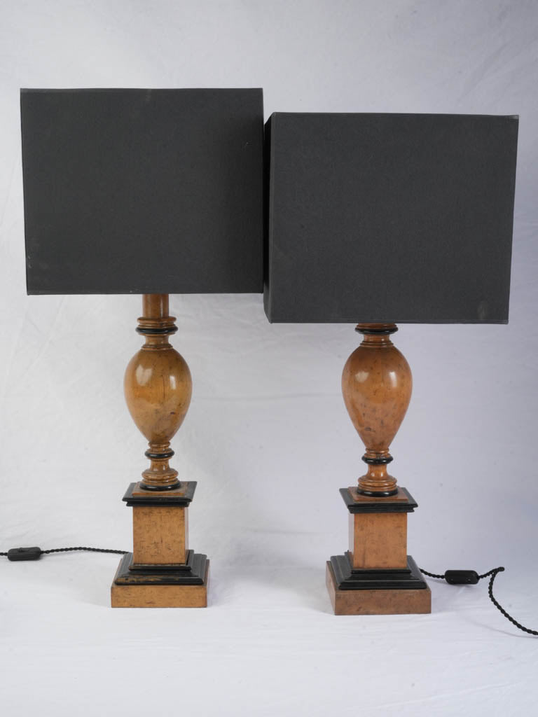 Warm honey-toned wood lamps