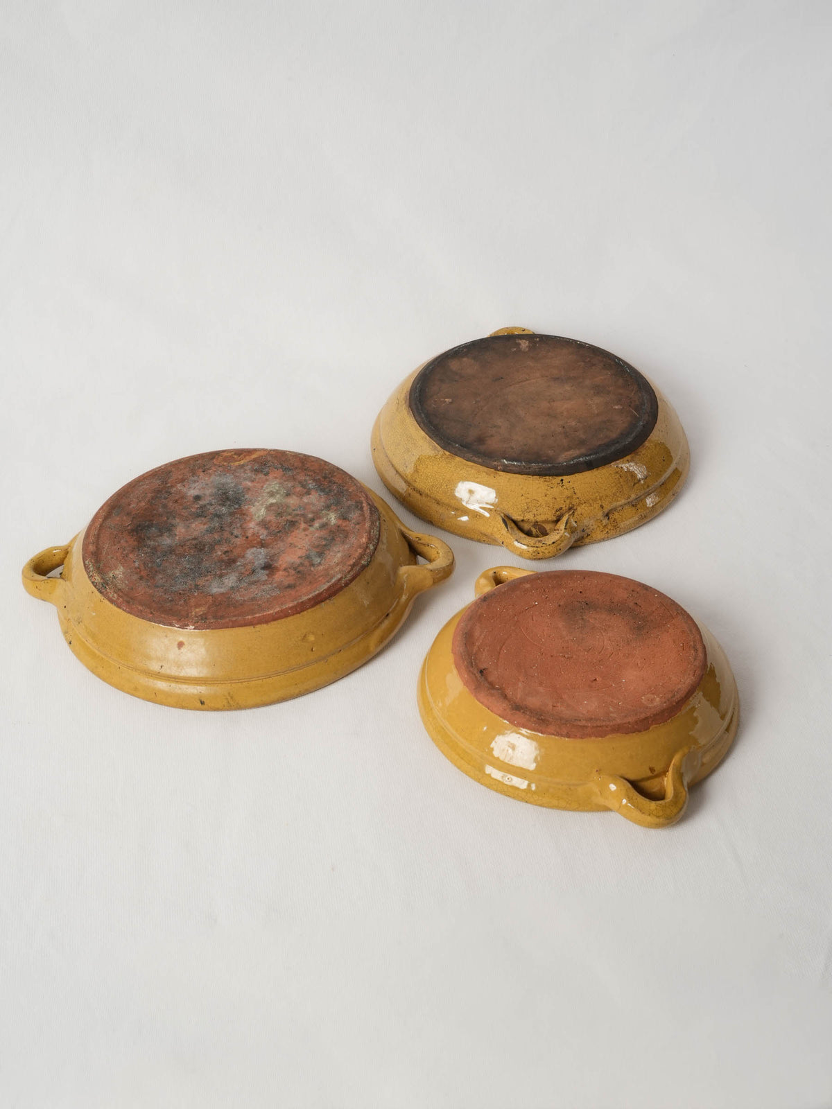 Set of Four French Terracotta Gratin Dishes with Honey Glaze