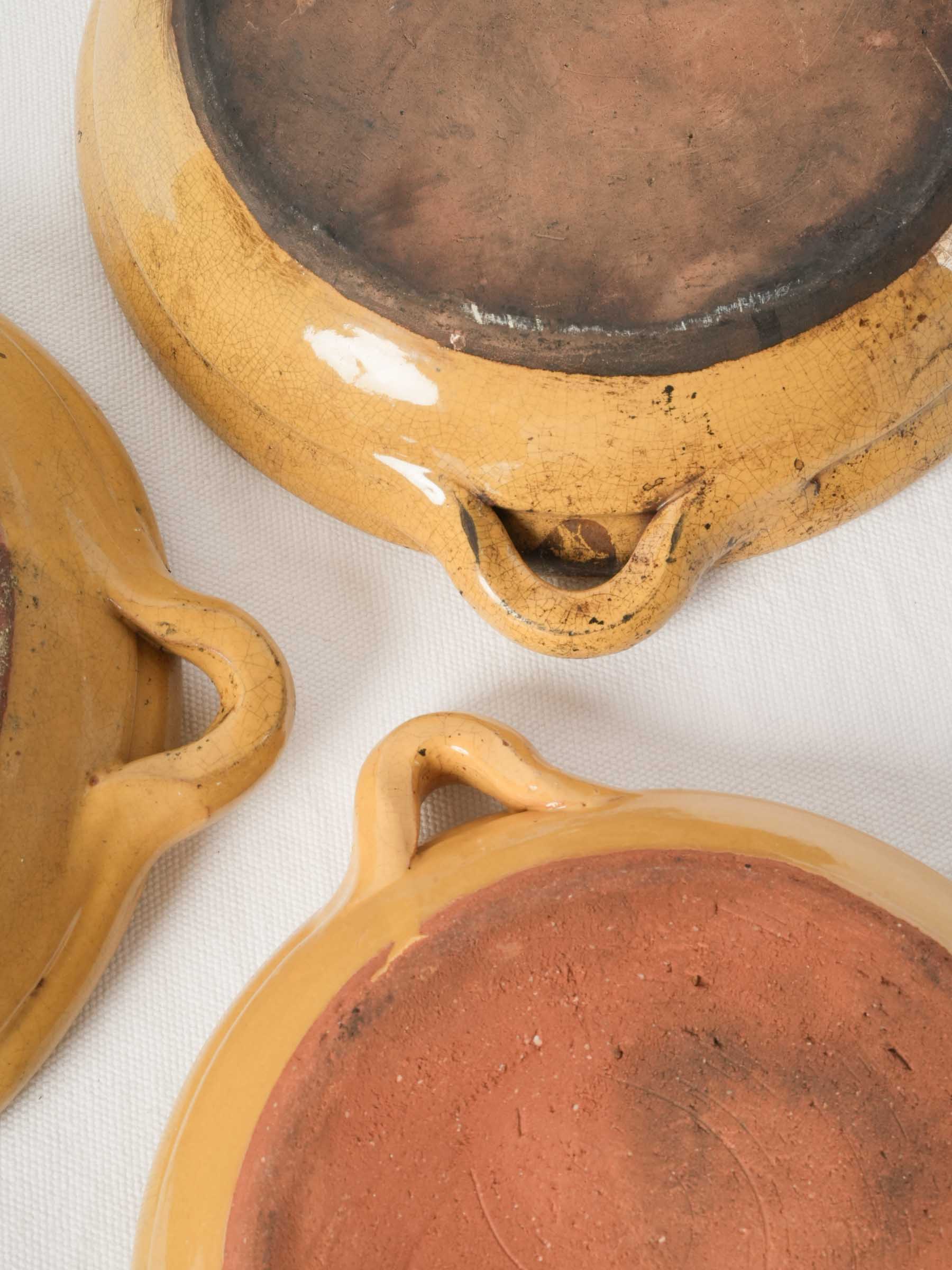 Set of Four French Terracotta Gratin Dishes with Honey Glaze