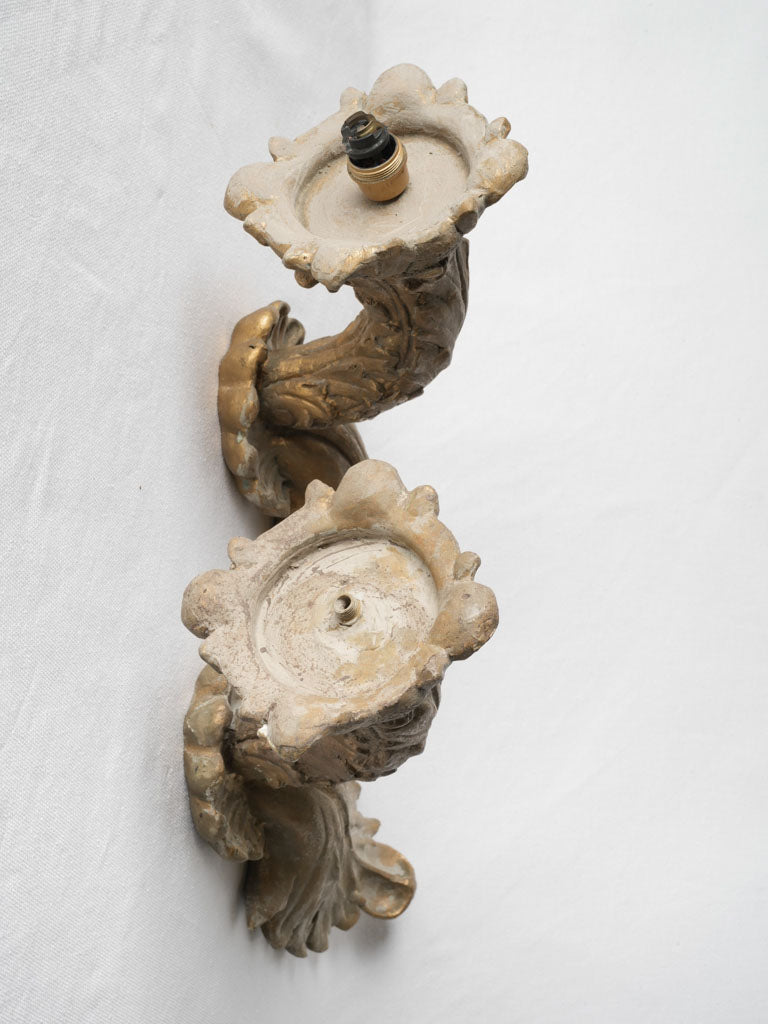 Pair of vintage resin wall appliques - rocaille style