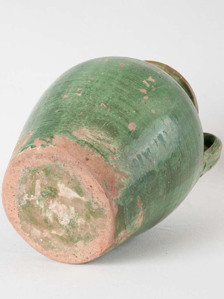 Antique French pot w/ green glaze 15"
