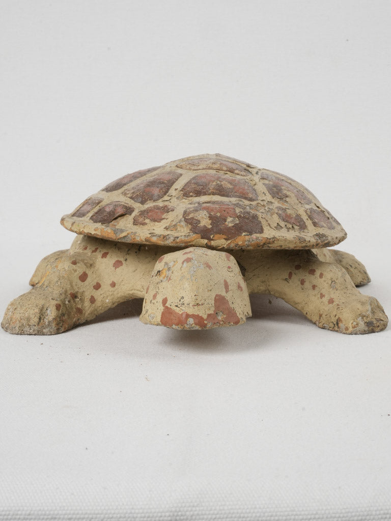 Aged concrete turtle garden key holder
