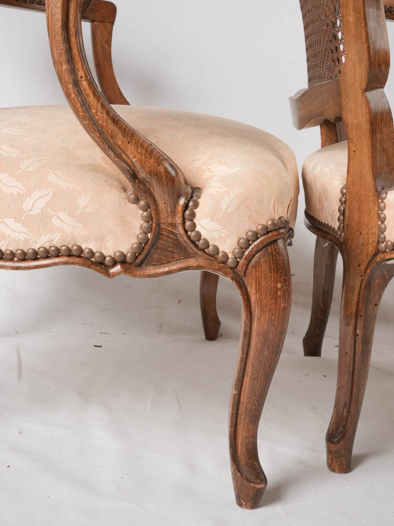 Pair Louis XV Provencal armchairs w/ cane back
