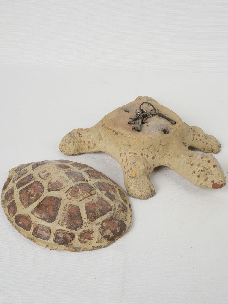 Authentic concrete vintage turtle key box