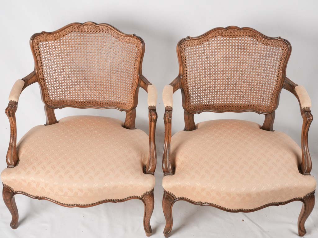 Pair Louis XV Provencal armchairs w/ cane back