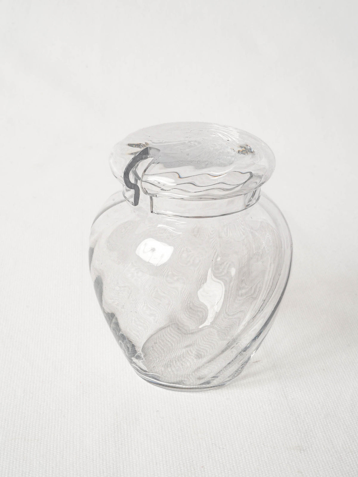 Vintage French Lidded Glass Mustard Jar