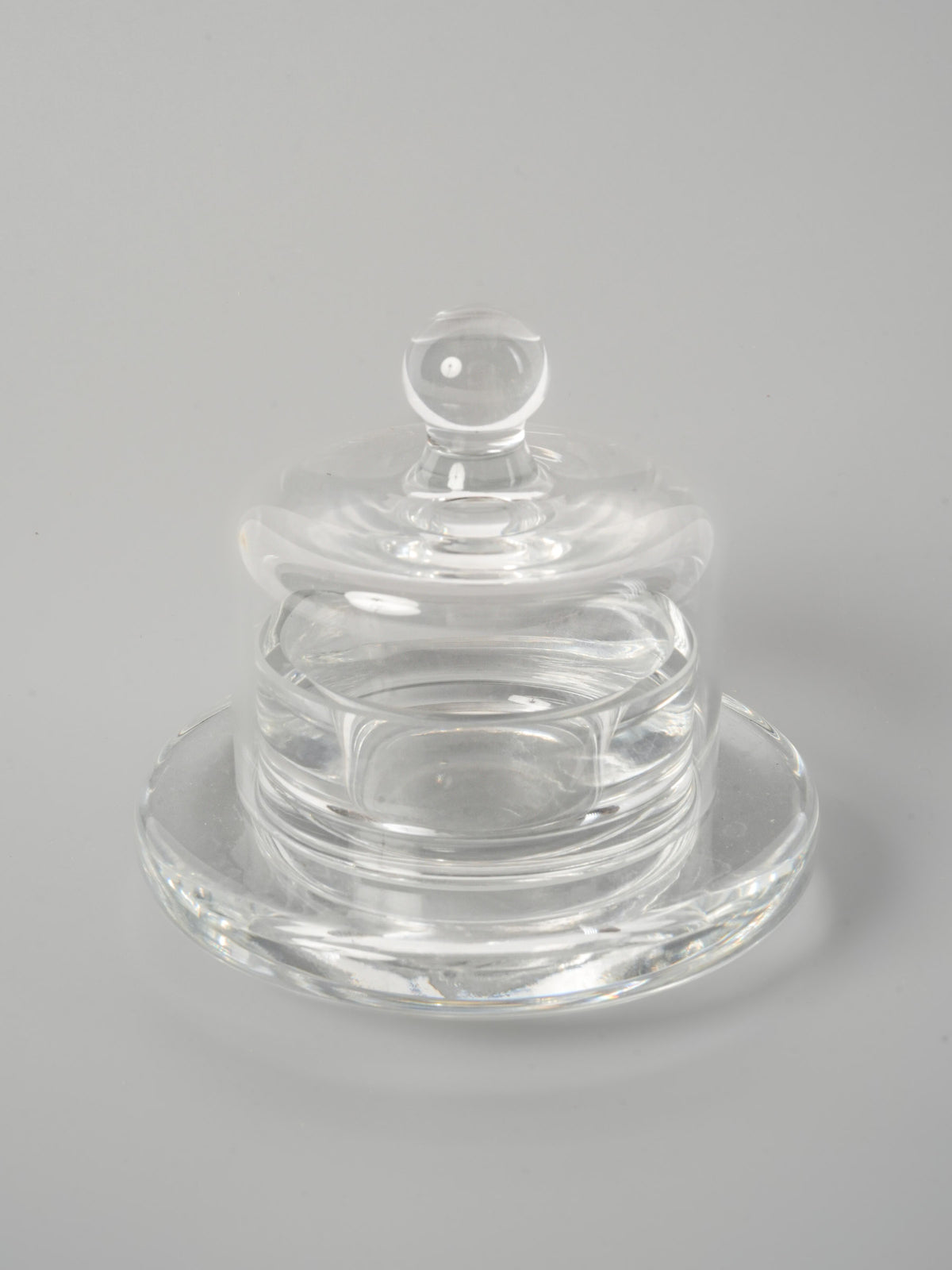 Vintage French Glass Petit Beurrier Butter Dish with Dome Lid