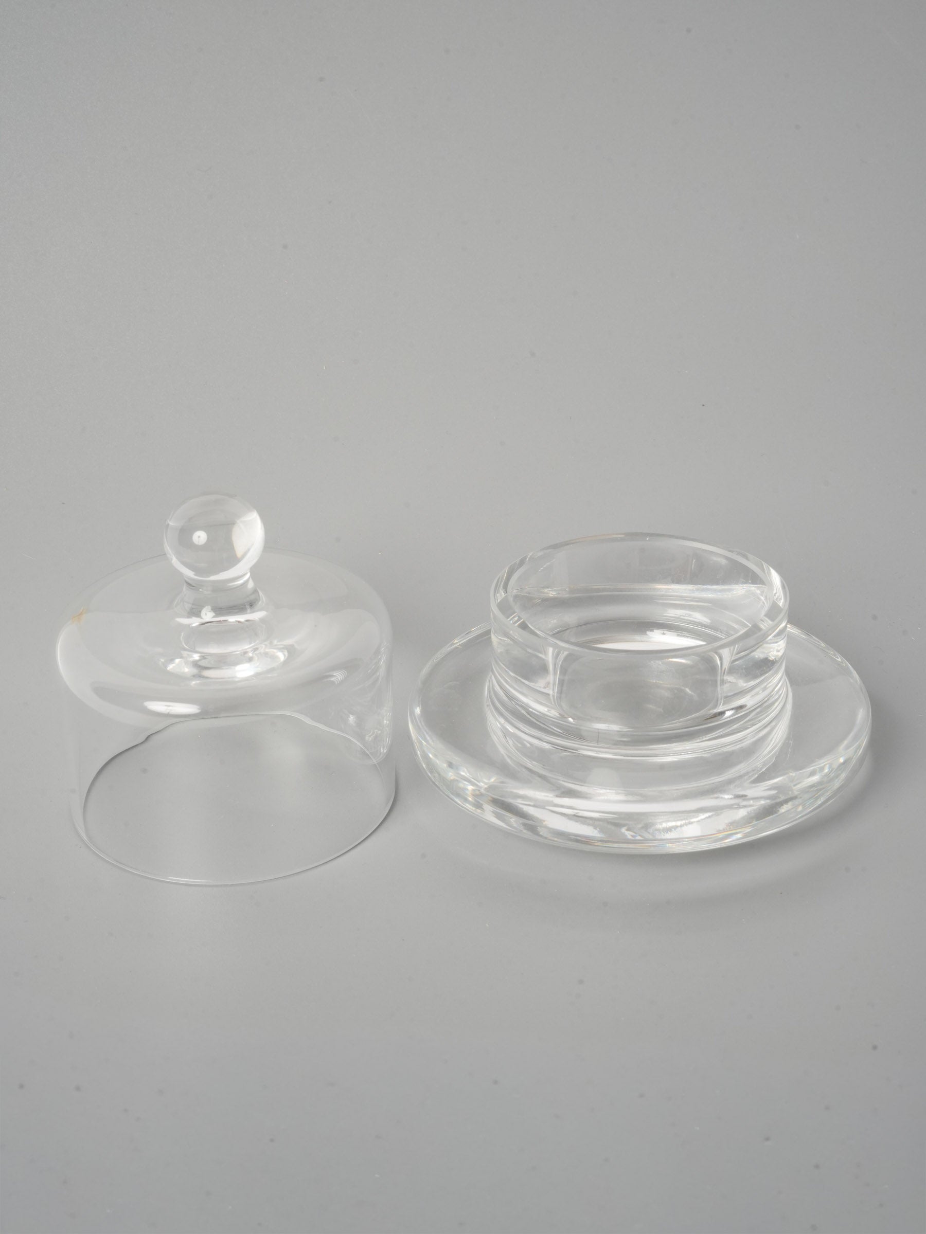 Vintage French Glass Petit Beurrier Butter Dish with Dome Lid