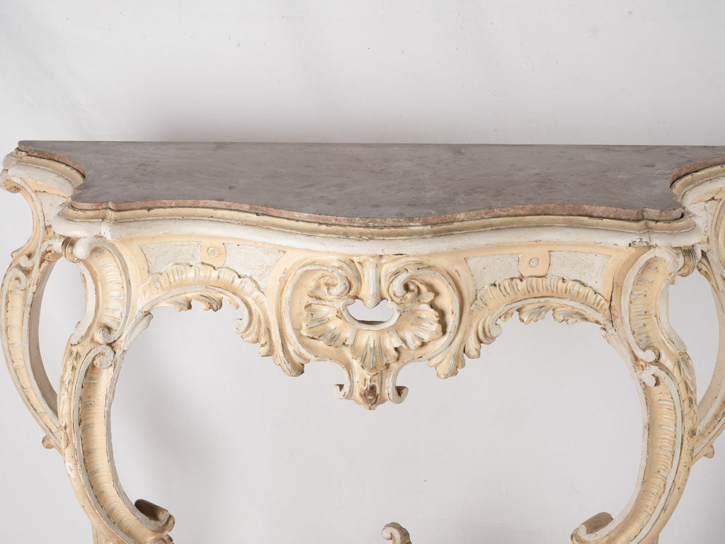 Aged elegance marble console furniture