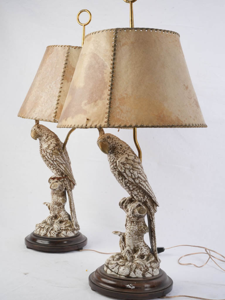 Decorative parrot ceramic lighting pair