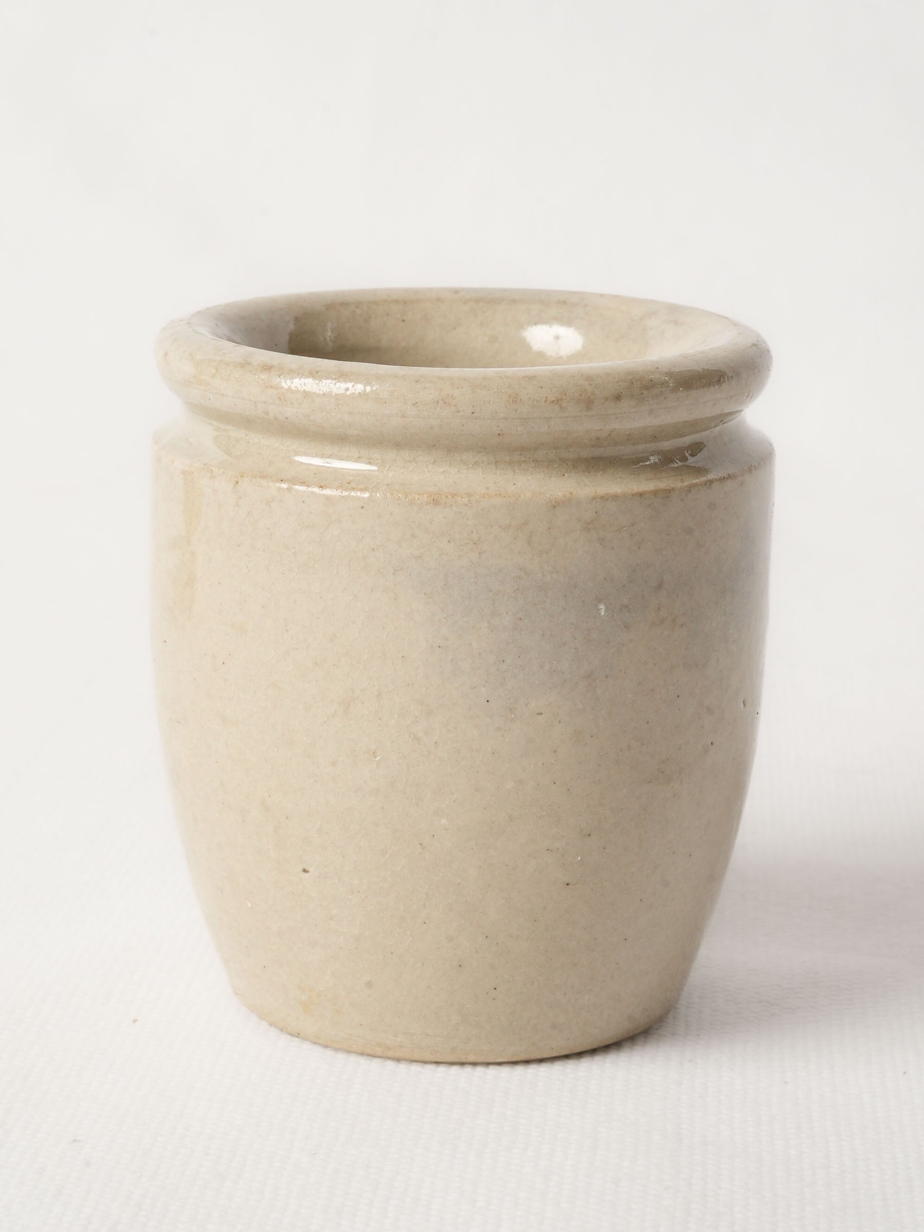 Antique French Ceramic Yogurt Pot w/ Blue Lettering 3½"