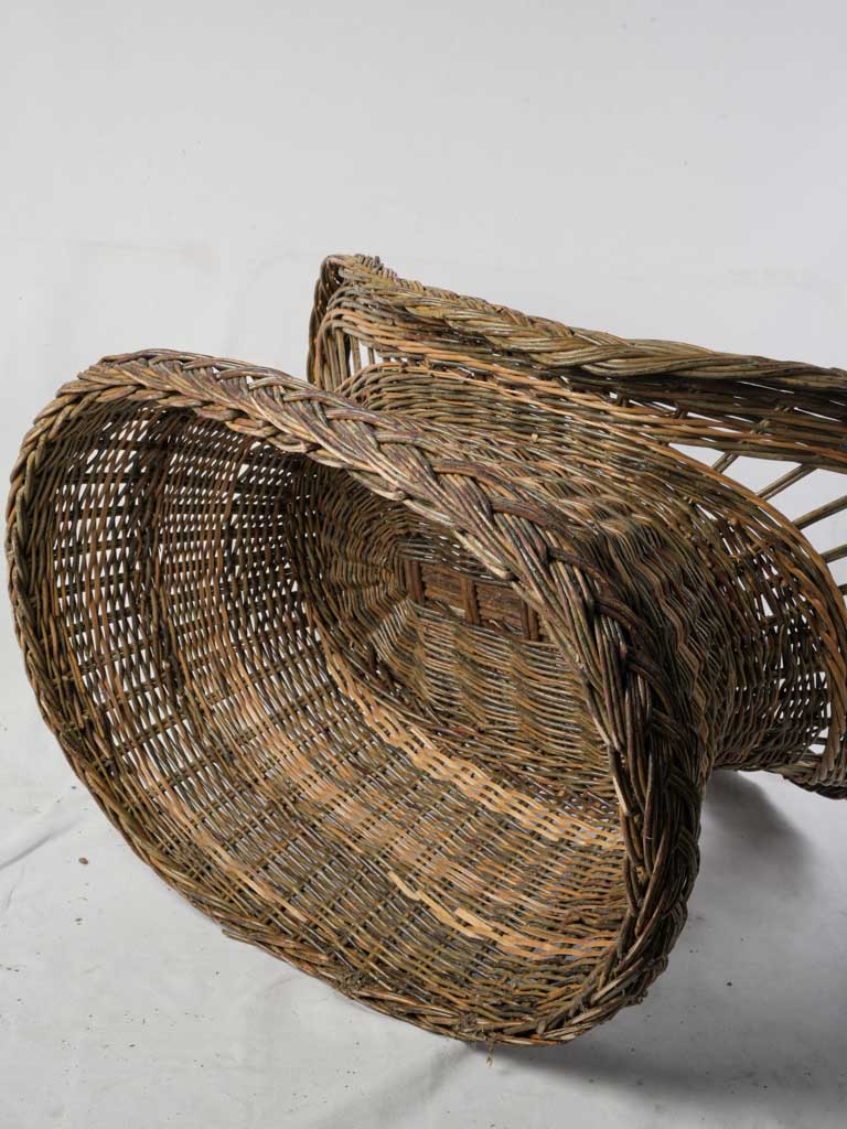 Earthy Mid-Century French Wicker Armchair