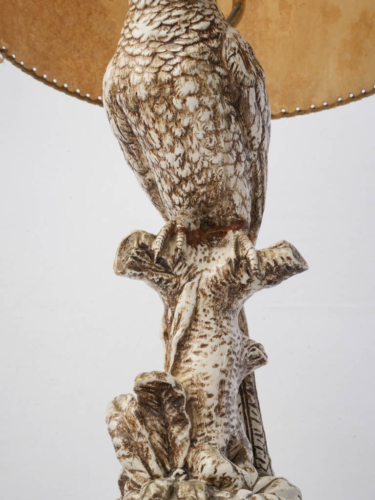 Original parchment shade bird lamp