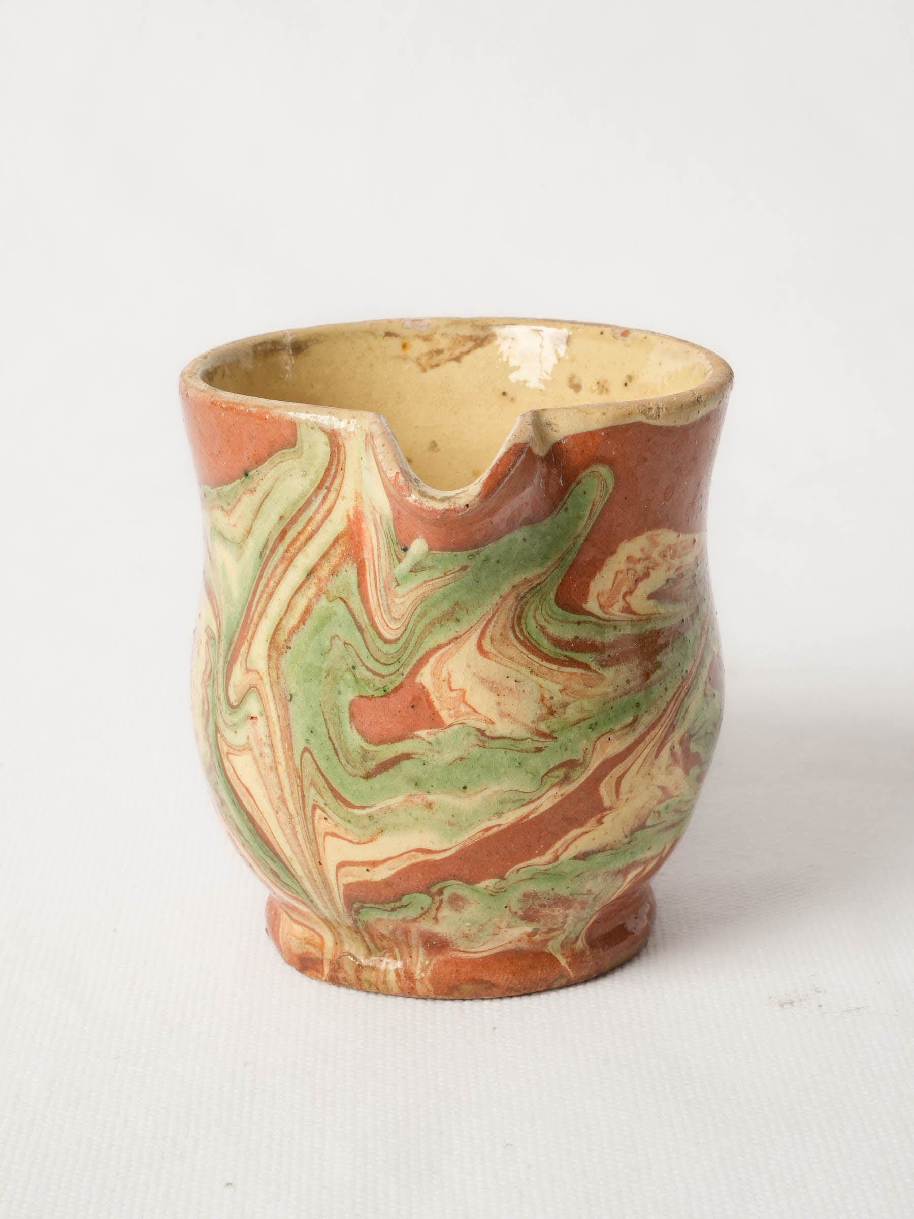 Antique French Savoyard Marbled Earthenware Creamer