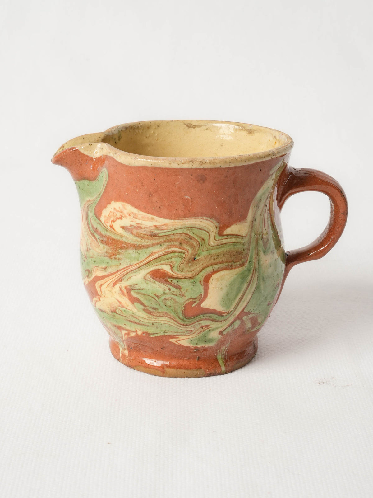 Antique French Savoyard Marbled Earthenware Creamer
