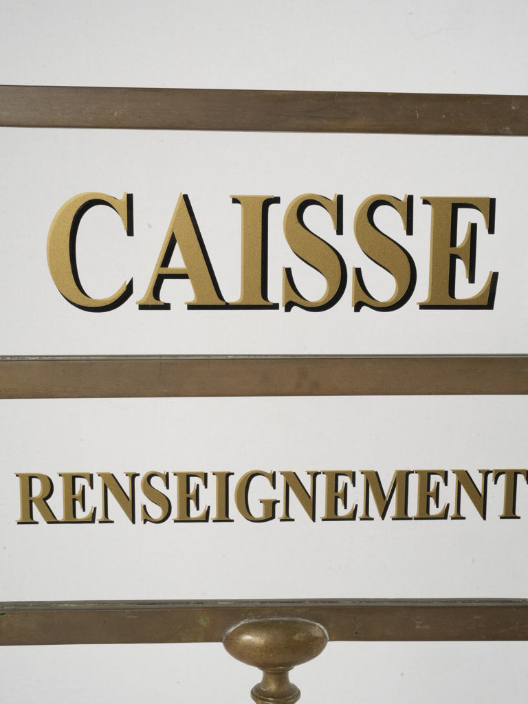 Vintage brass stand counter sign