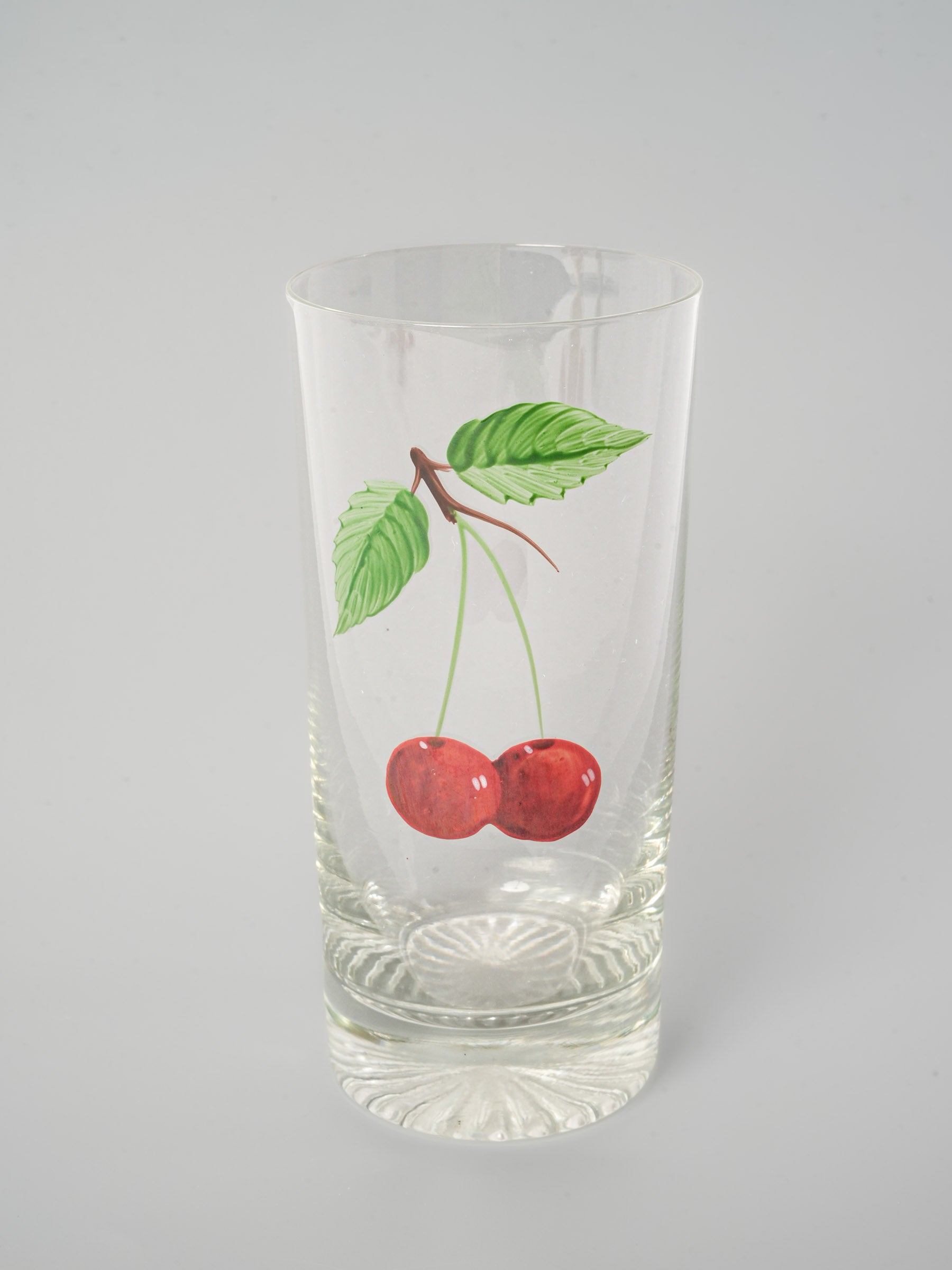 Vintage Hand-Painted Cherry Glass Cordial Tumbler 6"