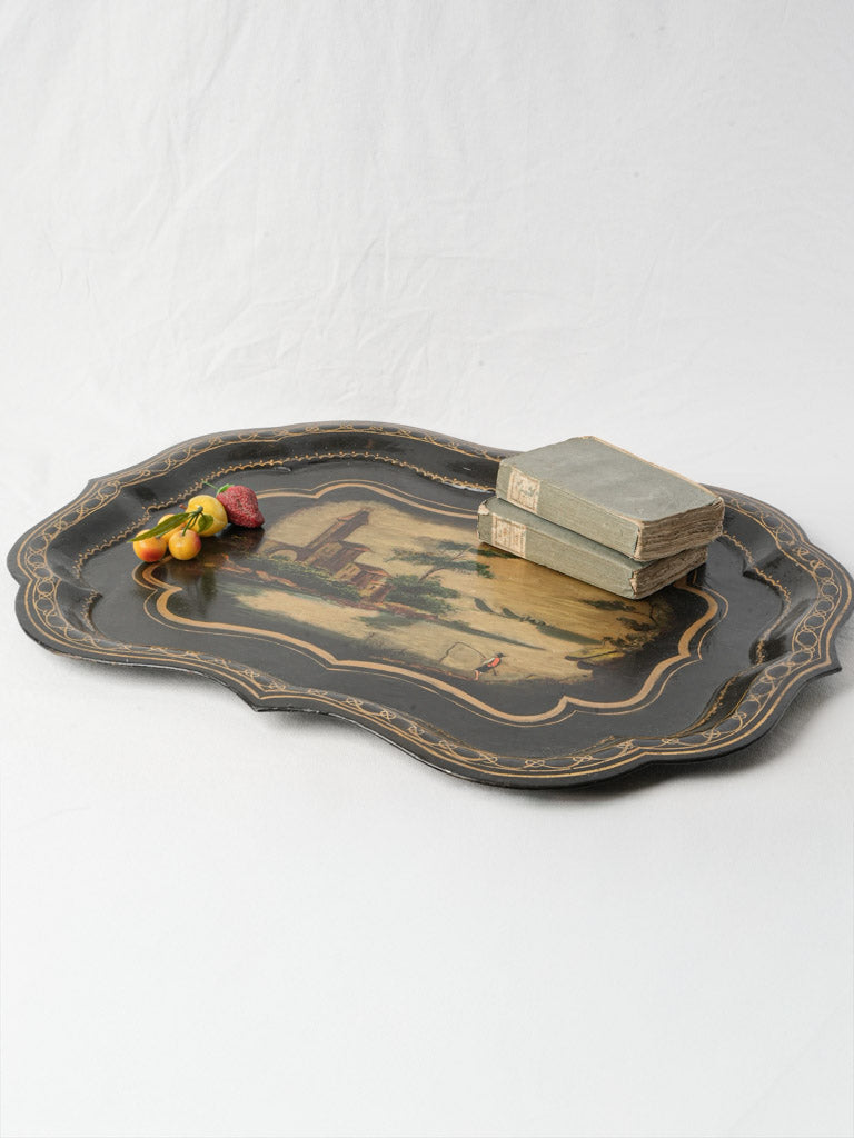 Vintage painted metal serving tray