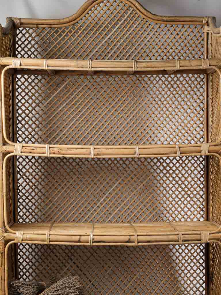 Intricate latticework rattan display unit
