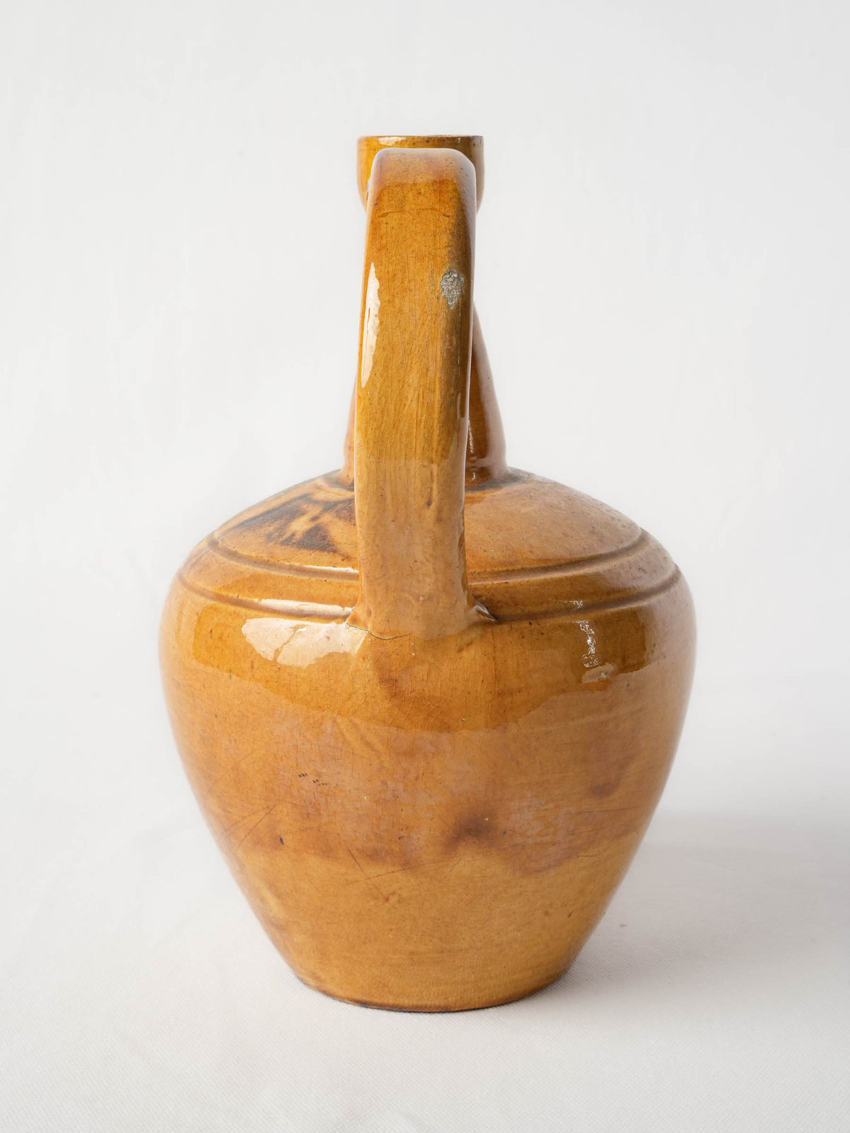 Sculptural 1950s Vallauris Earthenware Ewer with Honey-Amber Glaze - 10¾"