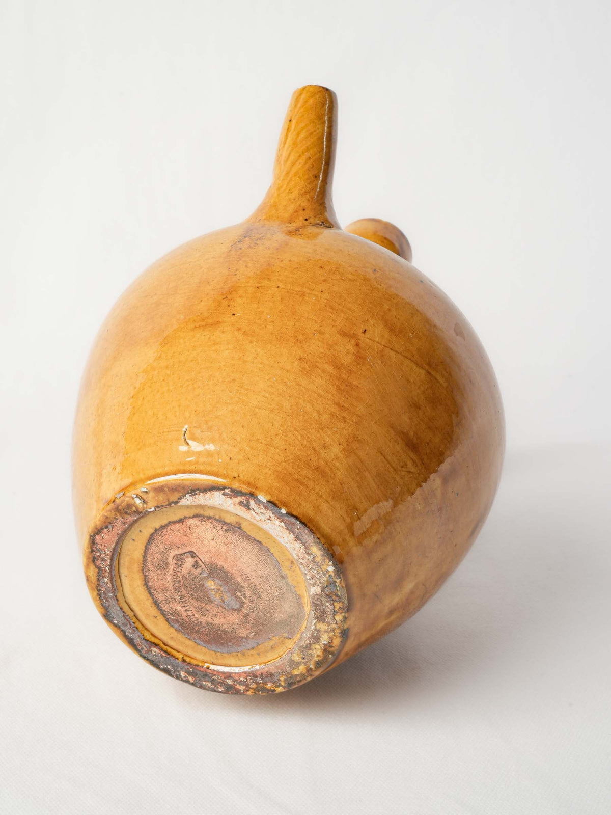 Sculptural 1950s Vallauris Earthenware Ewer with Honey-Amber Glaze - 10¾"