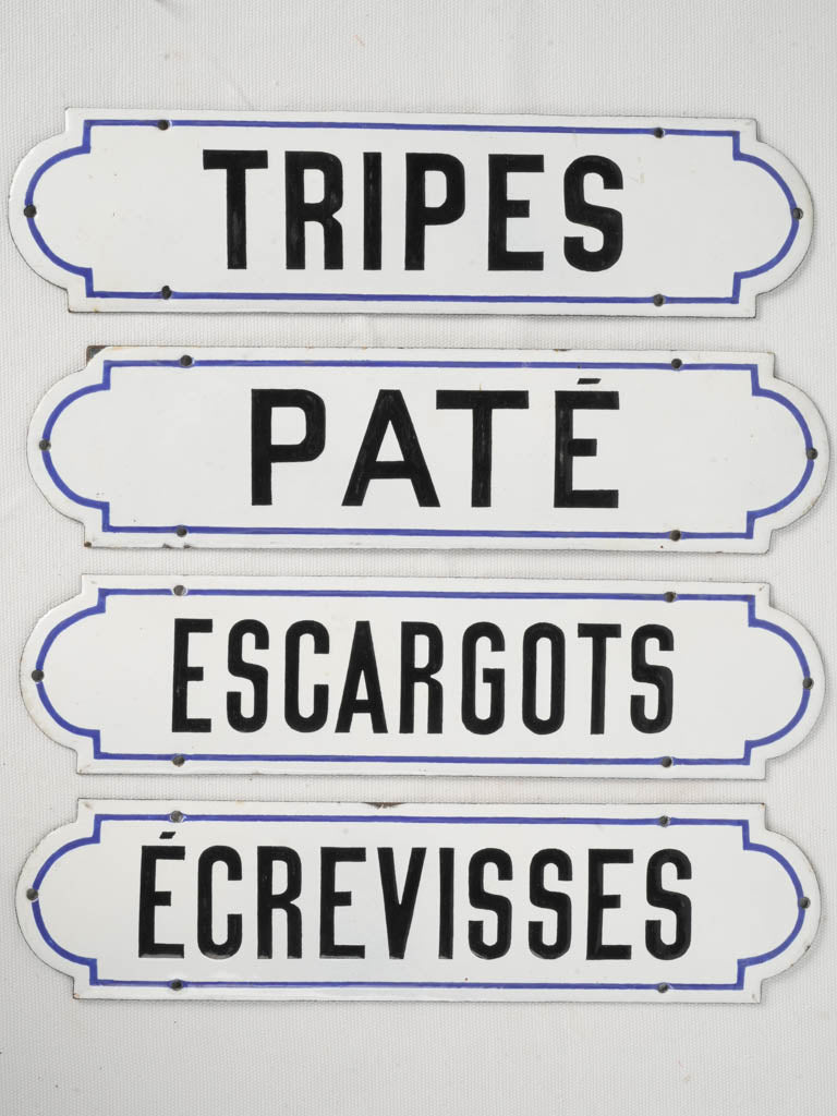Antique French enamel signs set