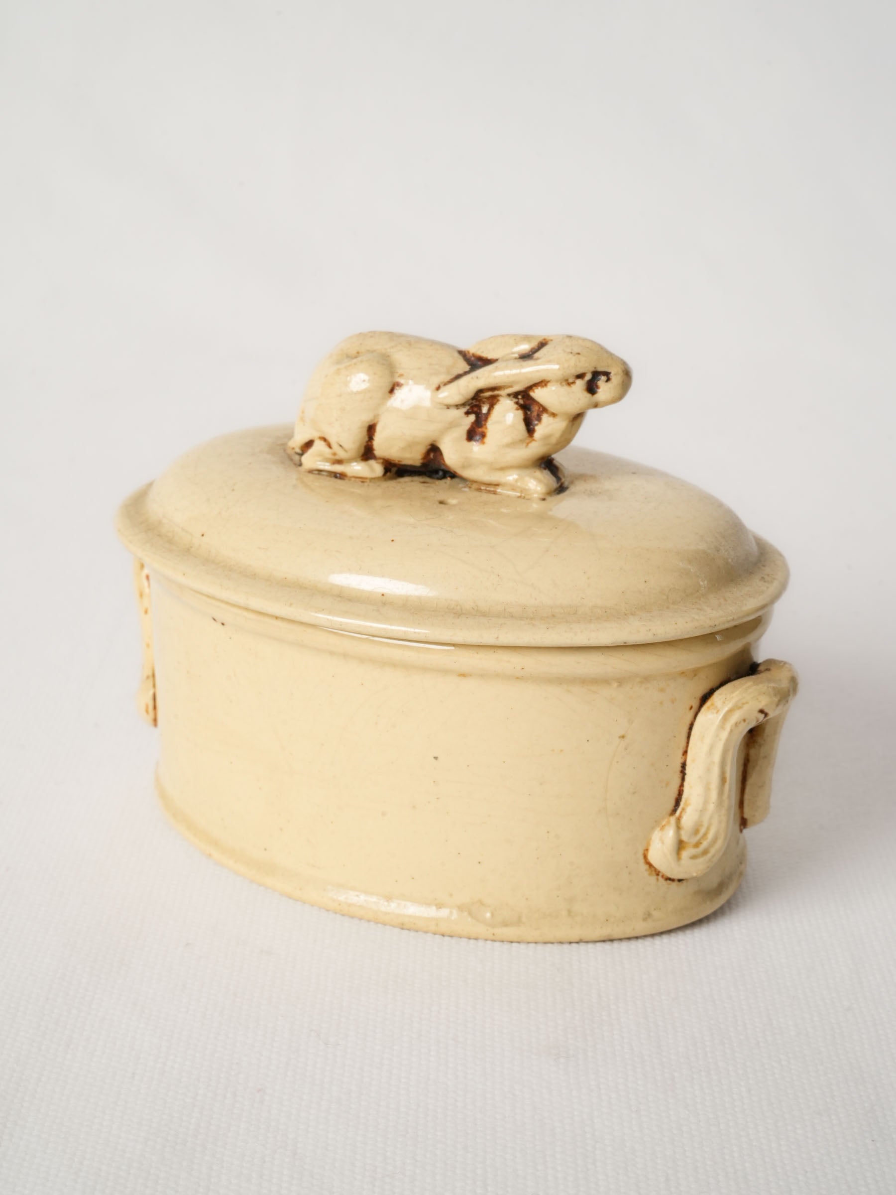 Petite French Ironstone Terrine with Rabbit Finial c1920 - Yellow