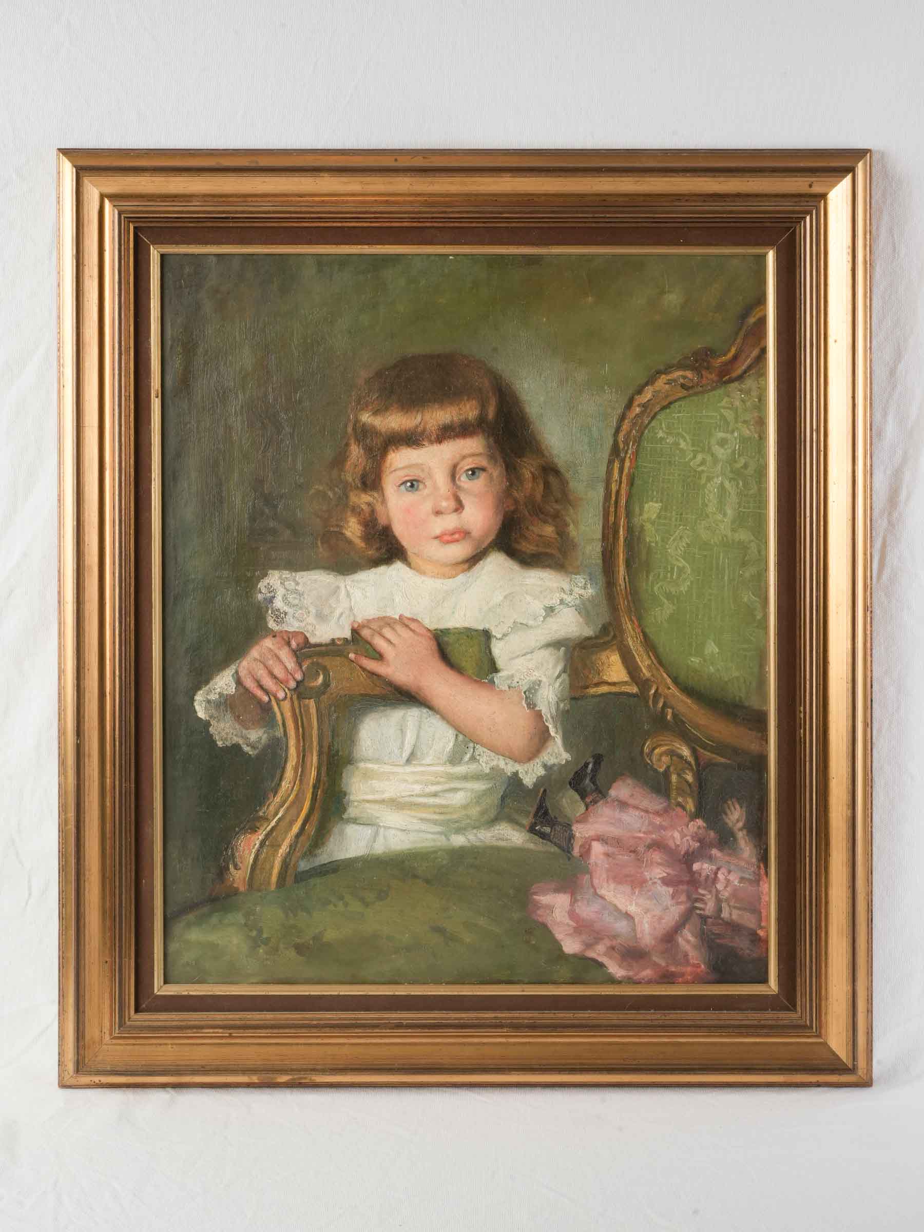 Charming vintage oil painting portrait