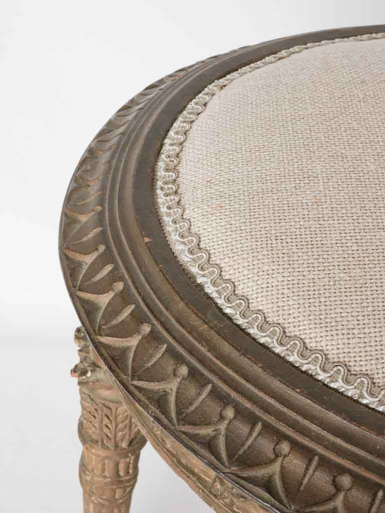 Oval Louis XVI bench w/ linen upholstery 38¼" x 16½"