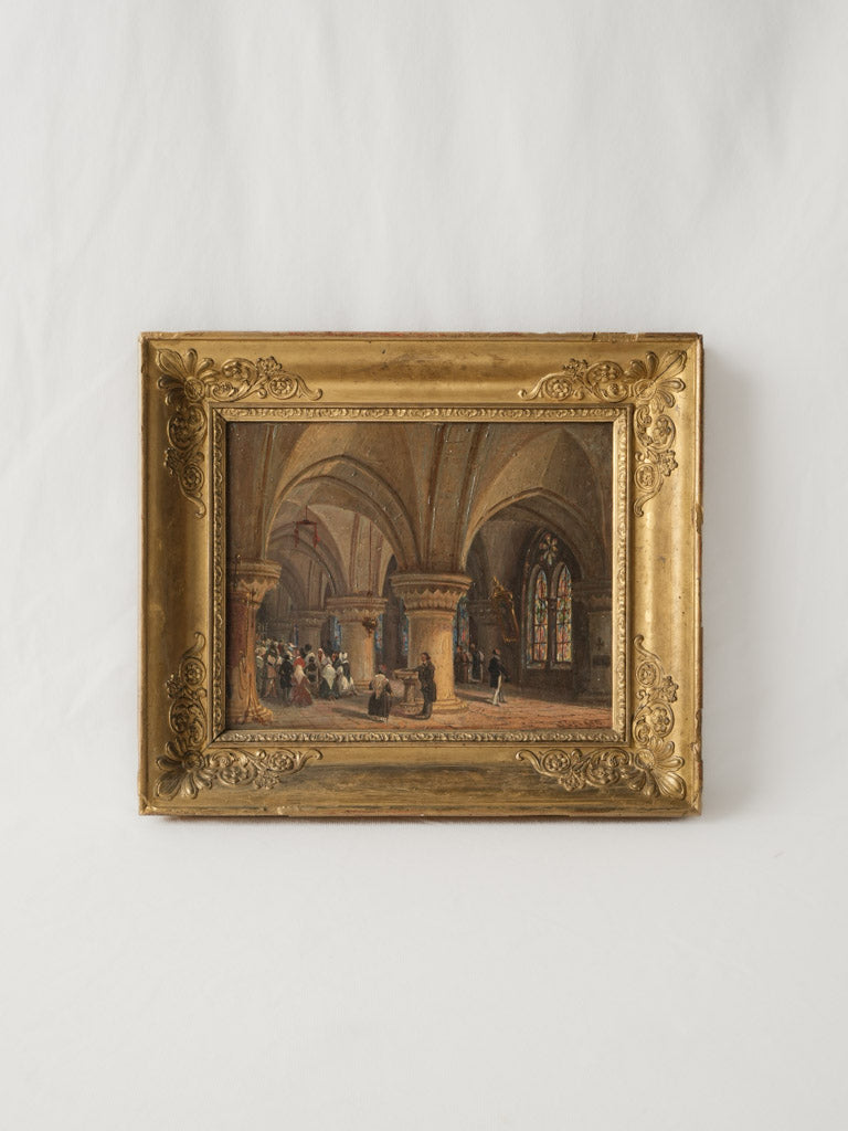 Antique Gothic oil painting