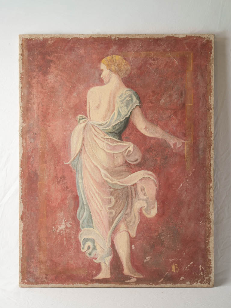 Classical aged fresco wall panel