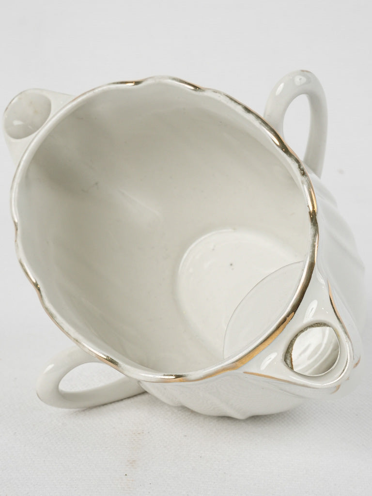 Elegant, antique white Maigre Gras sauceboat