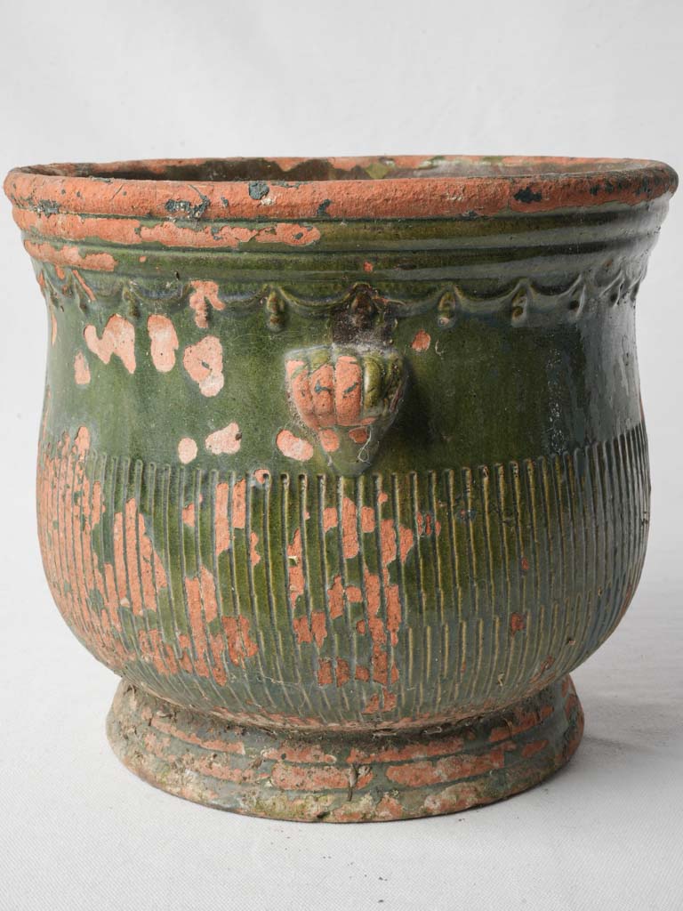 Antique rounded earthenware planter