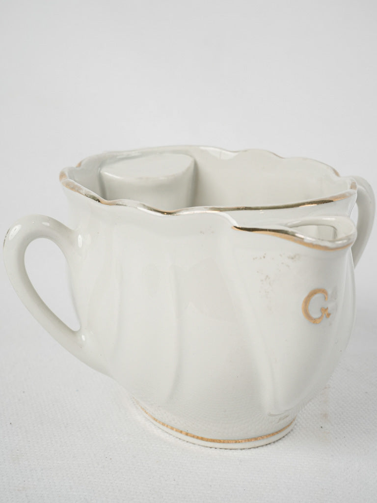 Antique white porcelain Maigre Gras sauce boat