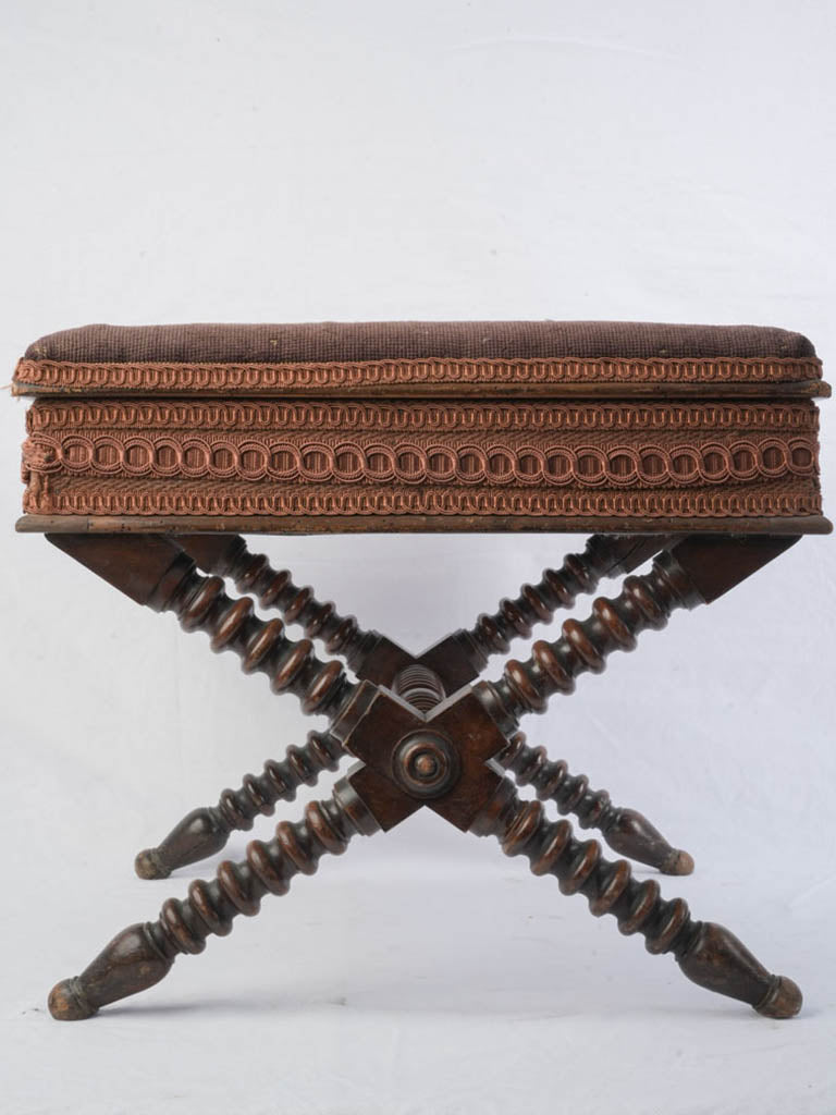 Decorative medieval-inspired needlepoint seat