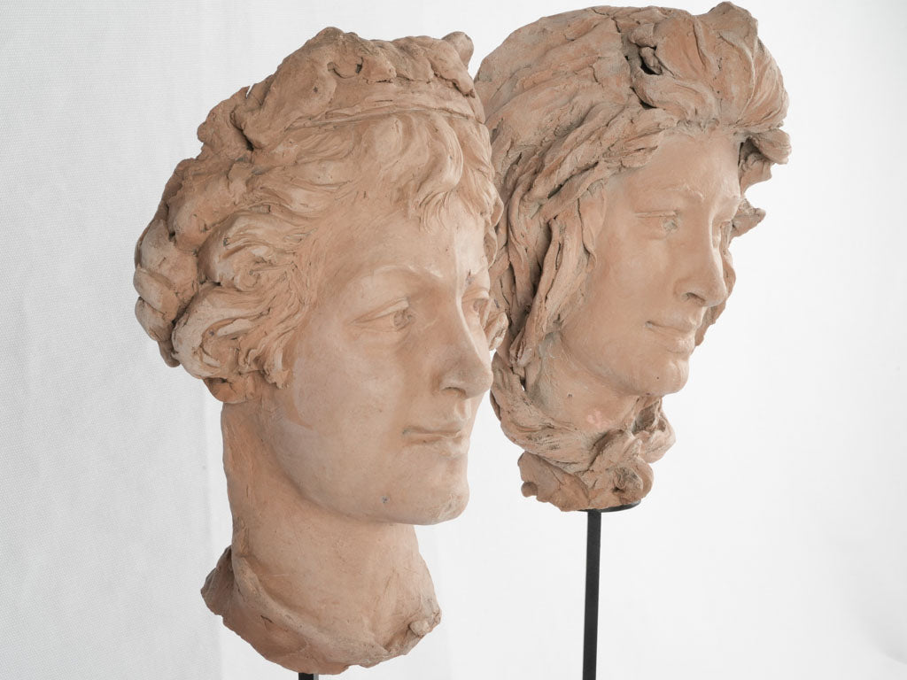 Patina-rich terracotta figures, artistic decor