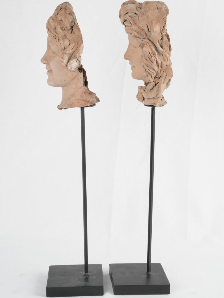 Vintage clay sculptures with elegant postures