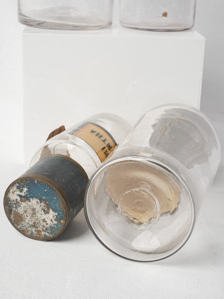 Set of Four Antique French Pharmacy Bottles in Varying Sizes - 11"